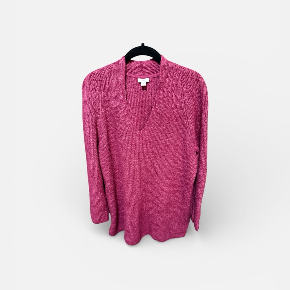 J. Jill V-Neck Sweater in Vibrant Pink